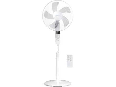 Ventilador de Pie 40 cm silencioso con Mando a Distancia - Blanco