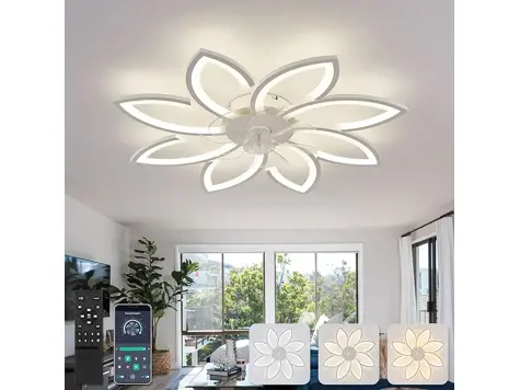 YUNLONG Ventilador de Techo Silencioso - Blanco, Mando y Luz.