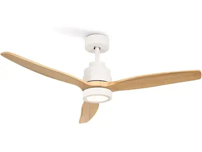 Vent. Techo Blanco Aspas Madera c/Luz Reg. / Silencioso / 6 vel. / Ø132cm