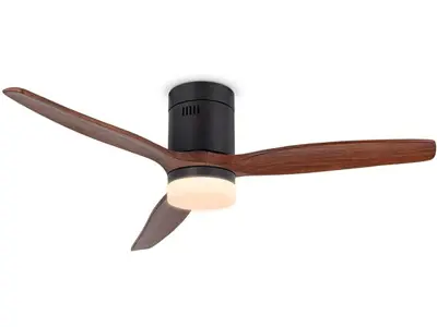 Ventilador Techo DC Negro Madera Oscura/Luz Temporizador