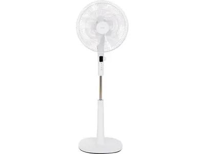 Ventilador de pie digital oscilante, 12 velocidades, mando a distancia - Blanco