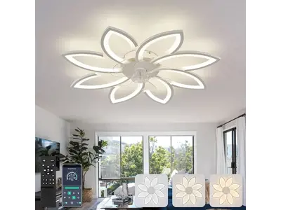 YUNLONG Ventilador de Techo Silencioso - Blanco, Mando y Luz.